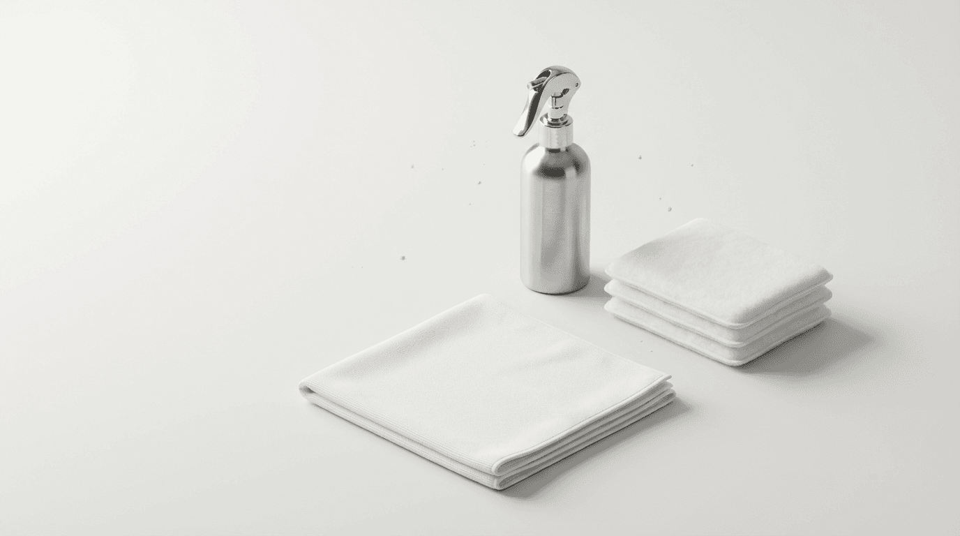 Organized commercial cleaning supplies and equipment