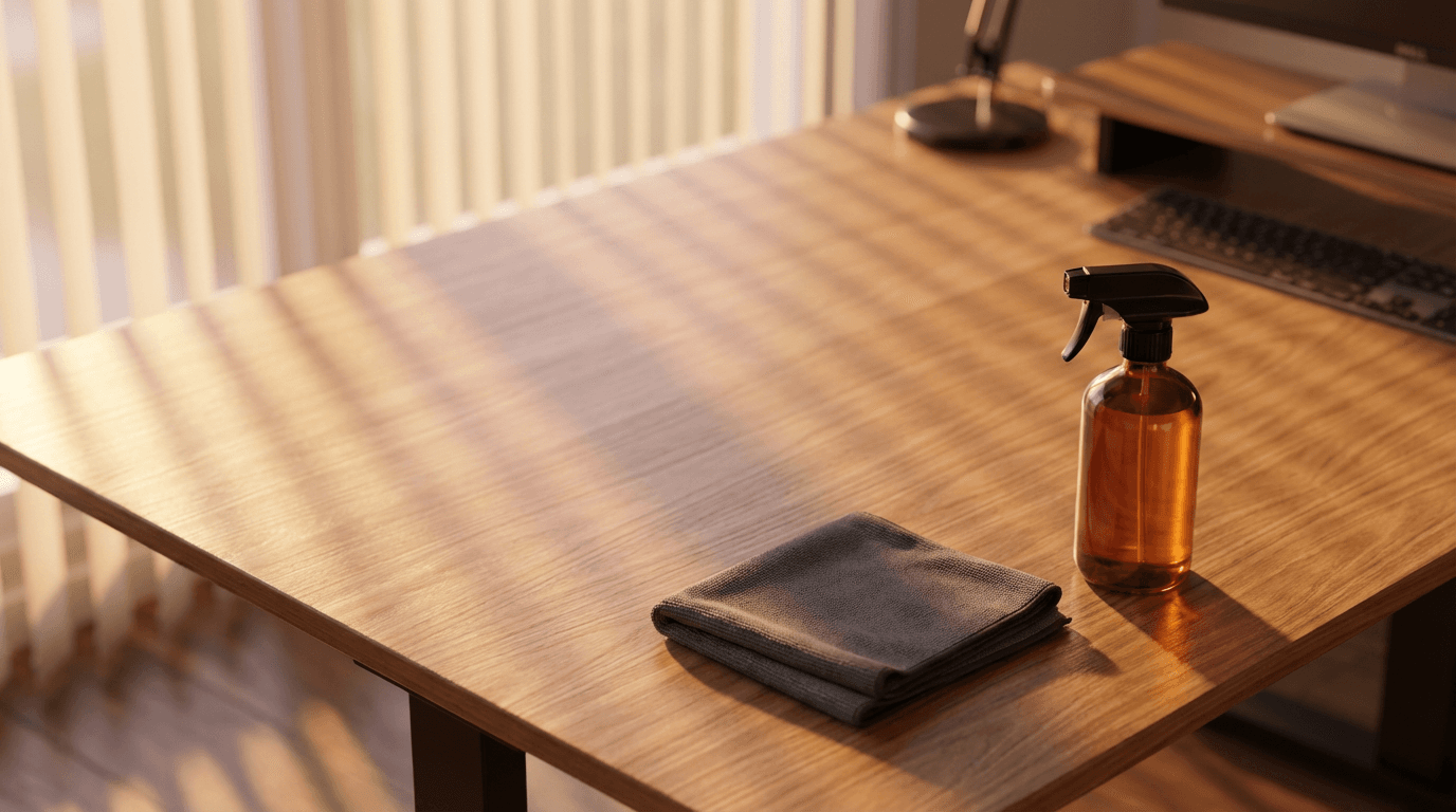 Commercial cleaner detailing a hardwood floor in an upscale salon or office lobby